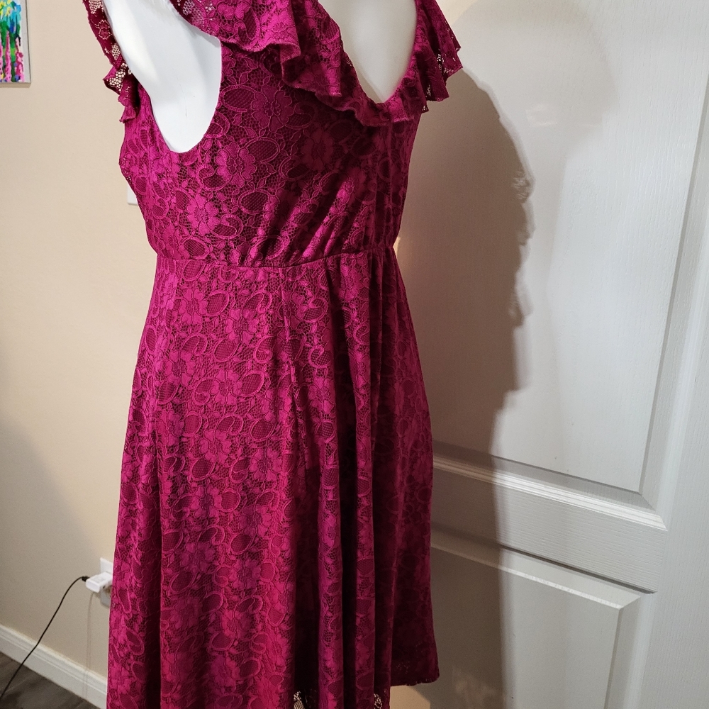 Torrid Pink Fuchsia Lace Knee-Lenght Dress - Picture 13 of 16